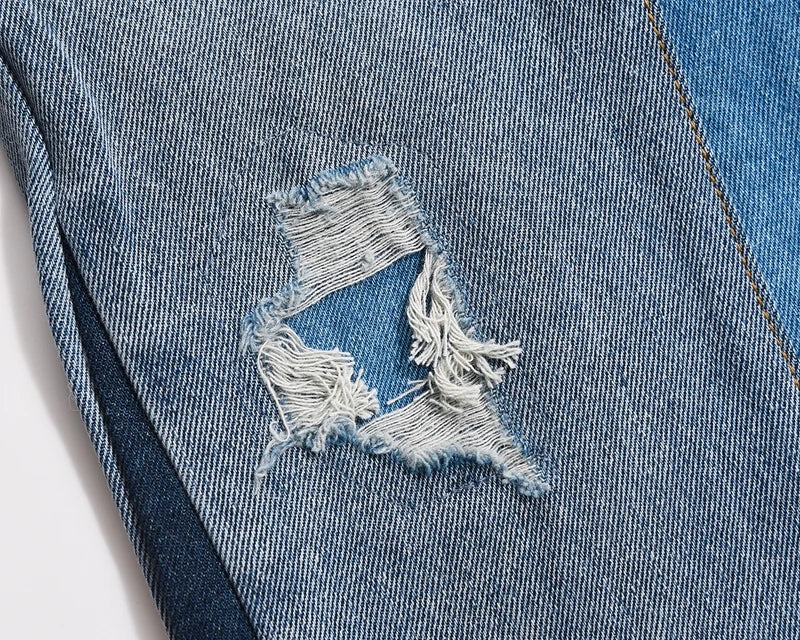 2024 european and american patchwork washed wide denim jeans y2k street wear splicing patches damaged flare pants jeans for men unique jeans style 270