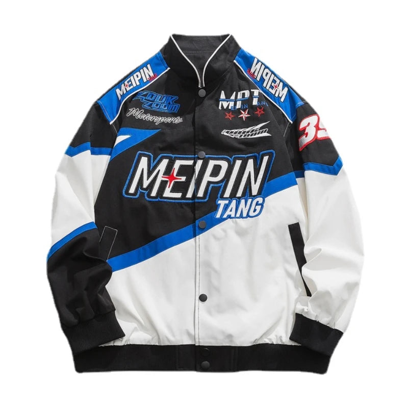 fashion racing style jacket coat mens letter embroidery loose coats unisex streetwear new casual motorcycle jackets outerwear - variant style a4cc06 for streetwear fashion