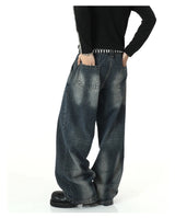 mens high street loose denim jeans unisex casual straight zipper jeans hip hop streetwear casual wide legs joggers baggy jeans unique joggers style 613
