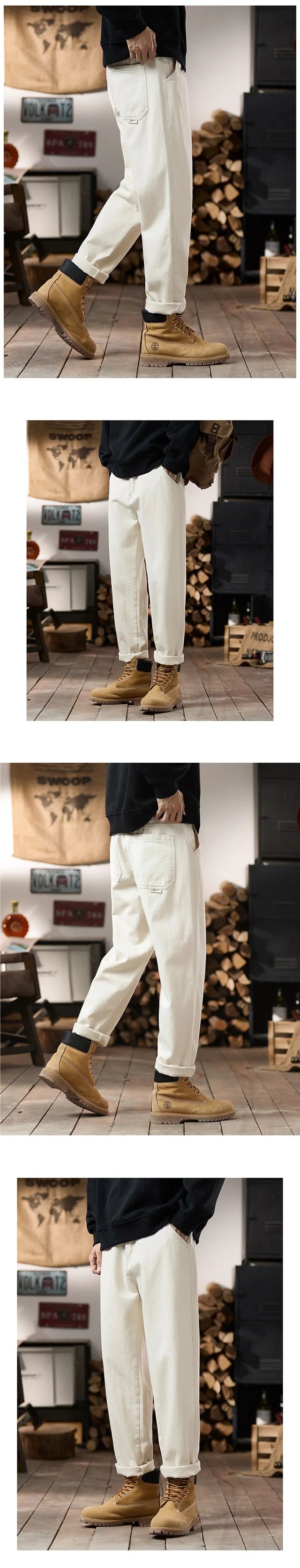 plus size 28 42 men streetwear fashion loose casual straight ankle length white denim jeans pant cityboy harem jeans trouser unique jeans style 2084