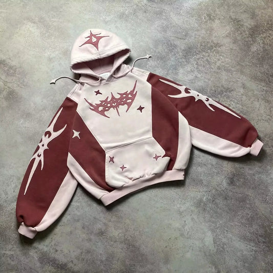 Street Y2K New Stitching Patch Pullover Hoodie Women Harajuku Hip Hop