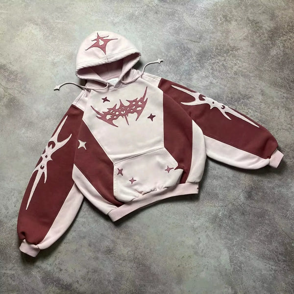 Street Y2K New Stitching Patch Pullover Hoodie Women Harajuku Hip Hop