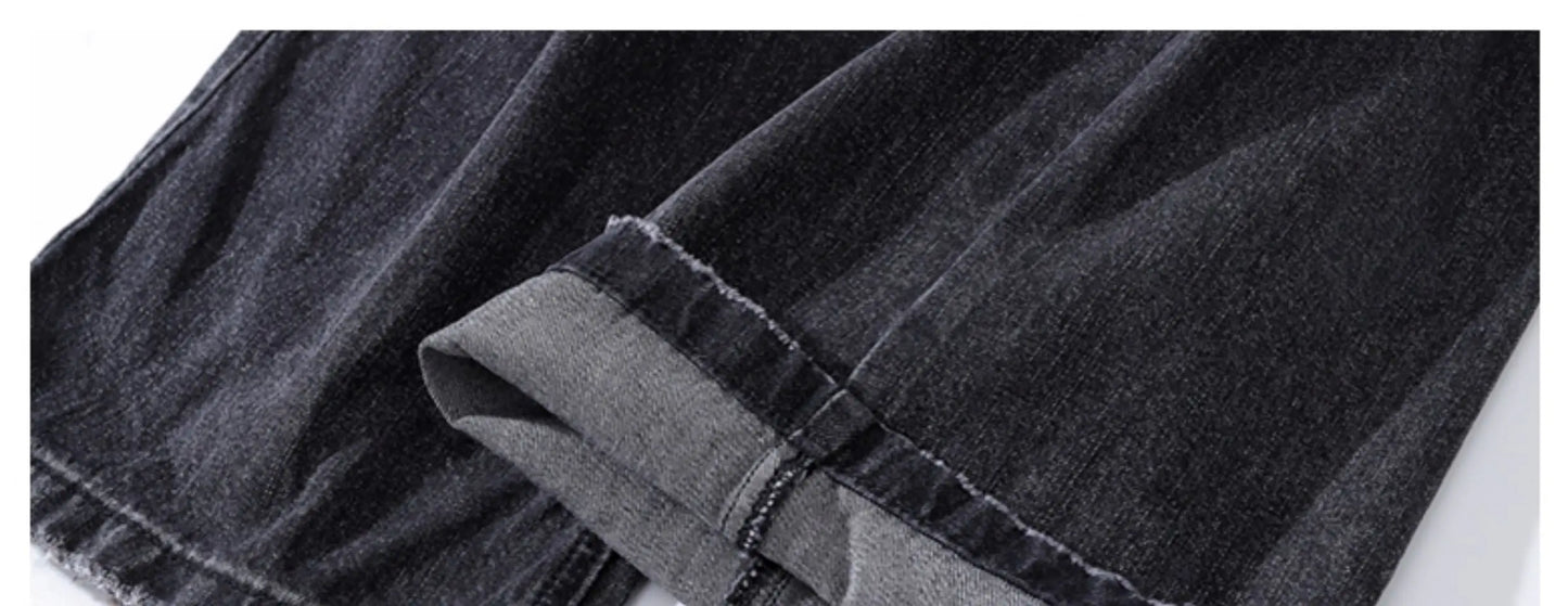 baggy ripped jeans damaged heavy industry washed jeans mens vintage vibe loose casual straight worn pants denim trousers unique jeans style 643