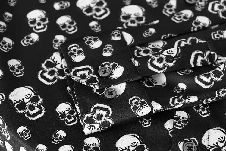 New 2021 Men luxurious classic Skull Head Fashion Cotton Casual Shirts Shirt high quality Pocket Long-sleeves S 2XL #D232