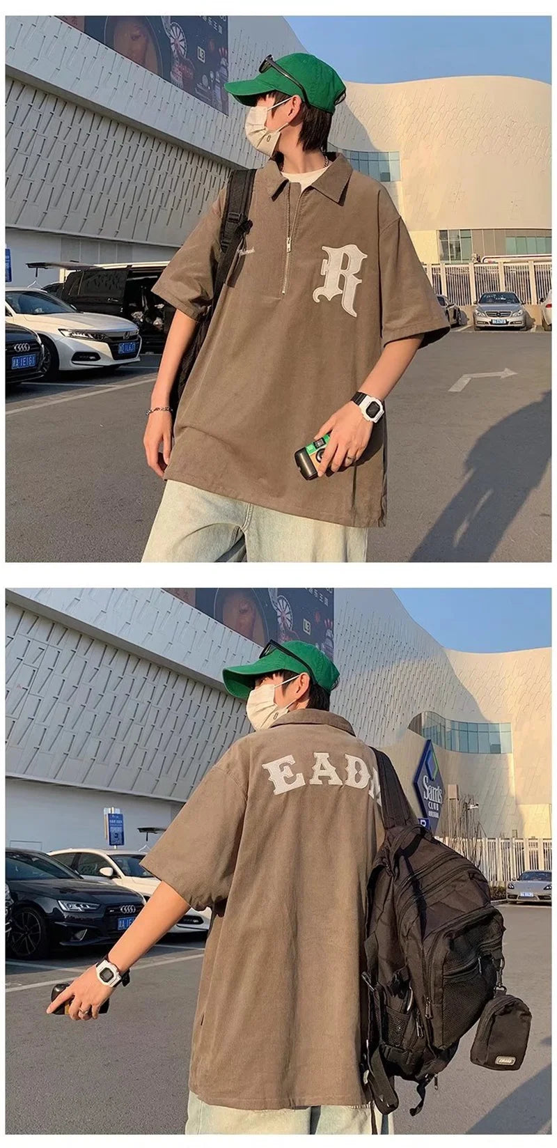 Glitchcore Barcode glitch – Korean Fashion Embroidery Polo T Shirt High Street Short Sle