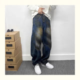 autumn hip hop graffiti painted baggy jeans mens y2l streetwear wide leg denim pants punk fashion distressed gradient jean unique jeans style 263