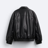 American high street PU imitation leather lapel cotton jacket autumn warm jacket men