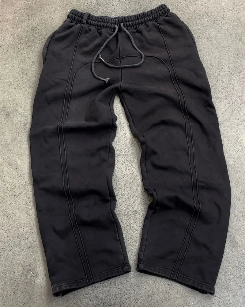 2024 high street trendy straight casual pants american harajuku retro splicing oversized sweatpants men personalized streetwear unique joggers style 2758