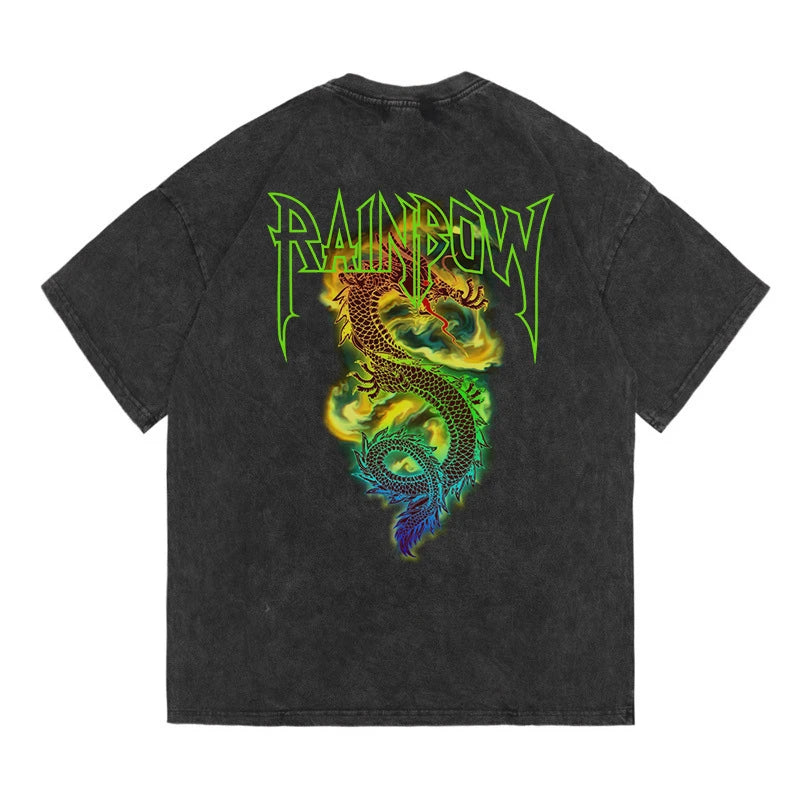 Skatercore Top – Rainbowtouches Washed Mens T Shirt Vintage Oversized – Urban Streetwear for Men & Women