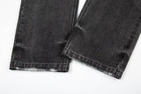 high street black washed straight jeans lowrise hip hop ripped jeans pants for men baggy vintage fashion wide denim pants women unique jeans style 5372