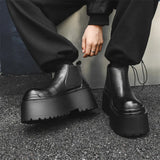 Increase Chelsea Men's Streetwear Fashion Thick Soled Platform Leather Casual Shoes Luxury Designer Boots Shoe for Men