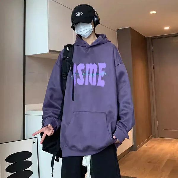 New In Letter Printed Suede Sweatshirts For Men Autumn Y2K Streetwear