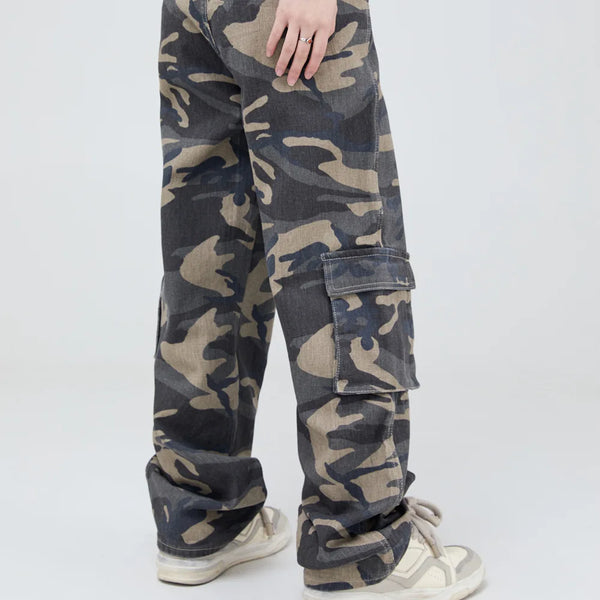 vintage pockets camouflage denim pants men jeans hip hop streetwear military cargo pants military streetwear pants