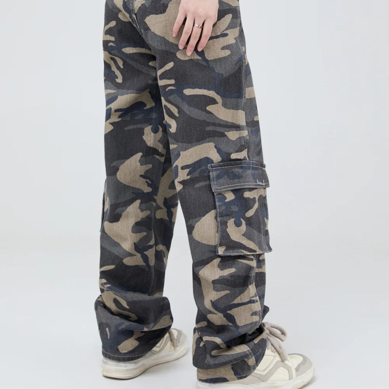 vintage pockets camouflage denim pants men jeans hip hop streetwear military cargo pants military streetwear pants