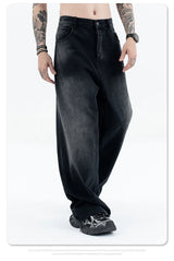 24Spring wash black ash straight tube baggy jeans