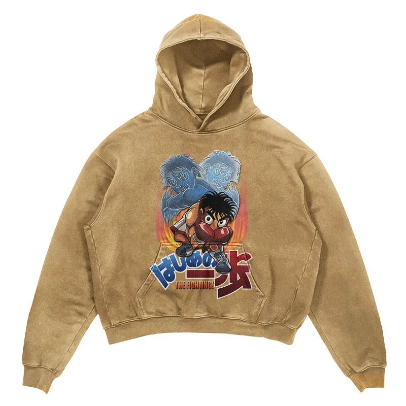 2024 Men Spring Hoodie Retro Japanese Anime Graphic Hoodies Boxer Hip
