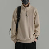 Mens Polar Fleece Half Zip Turtleneck Sweatshirts Korean Fashion Loose