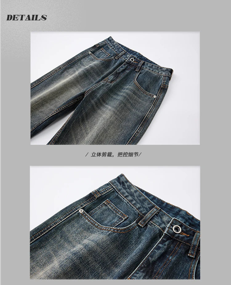 mens plus size retro fashion streetwear loose casual micro flared denim pants jeans cityboy jeans trousers 28 40 unique jeans style 2715