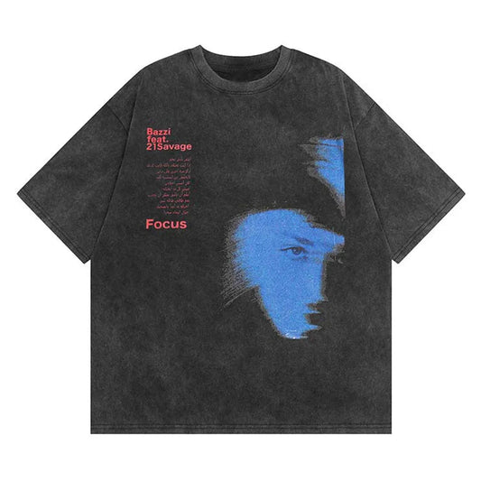 Anime Melting smiley – Mens Hip Hop Mens Oversized T Shirt Face Shadow Letter Graph