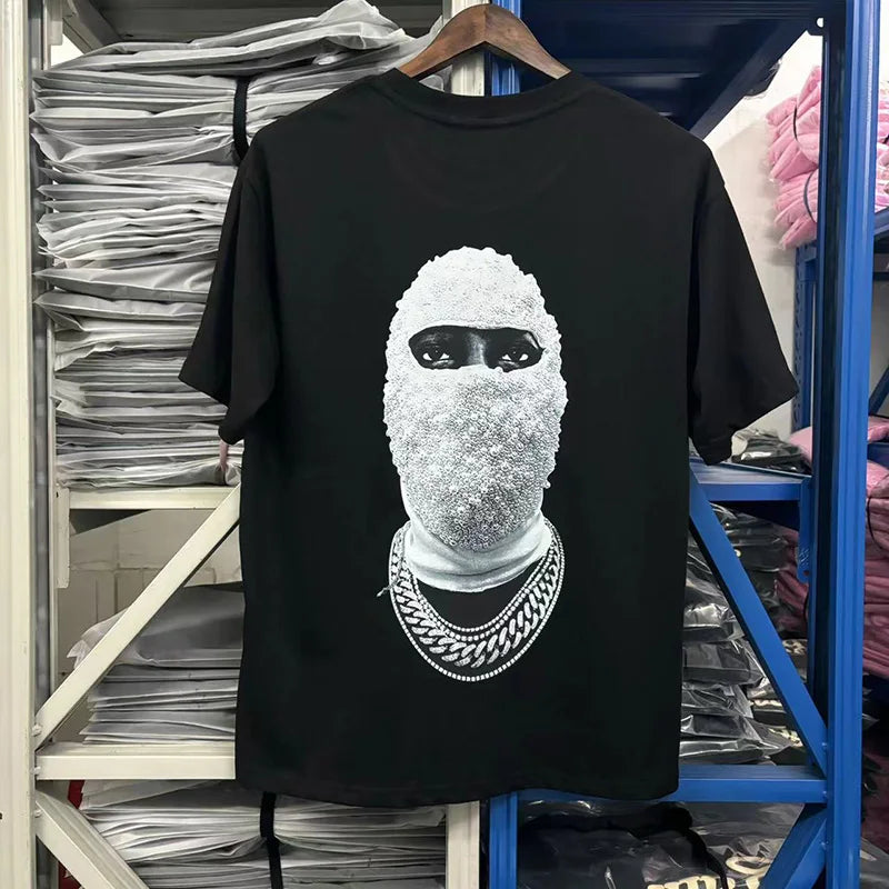 Glitchcore Fashion – High Quality Ih Nom Uh Nit T Shirt Masked Men Letter Printin – Urban Streetwear for Men & Women