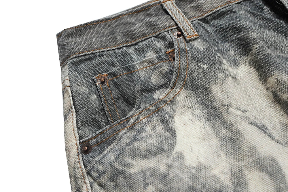 camouflage speckled digital printed jeans for men and women straight casual baggy denim trousers ropa hombre loose cargo pants unique cargo style 5845