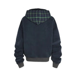 New Plaid Color Blocked Sweatshirt Jacket Mens Cotton High Street Japa
