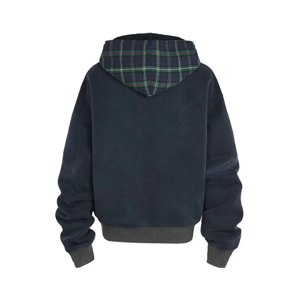 New Plaid Color Blocked Sweatshirt Jacket Mens Cotton High Street Japa