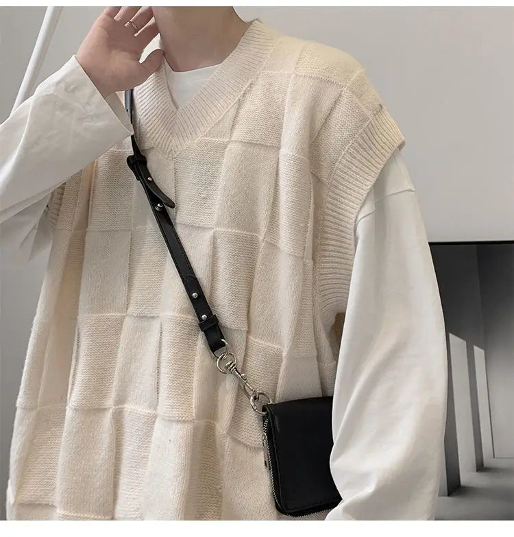grunge knit pullover for fall and winter, oversized aesthetic with urban style, mens fashion layer for modern streetwear coll
