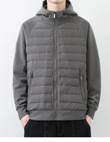 leather panel bomber, high-street look - oversized graphic apparel for edgy looks