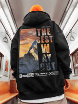 Retro Hip Hop Letter Graphic Printing Fleece Hoodies for Men High Street Loose Casual Hooded Sweatshirts Autumn Male Pullover