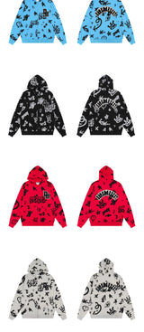 sadcore melting smiley featuring men harajuku graffiti printed hoodie sweatshirt casual streetwear zipper hooded pullover loose hip hop hipster pullovers hoodies