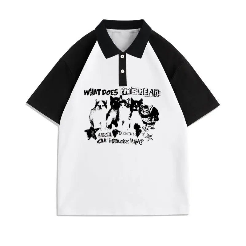 Harajuku Graphic tee – Summer American Street Men And Women Trendy Personalized Cat