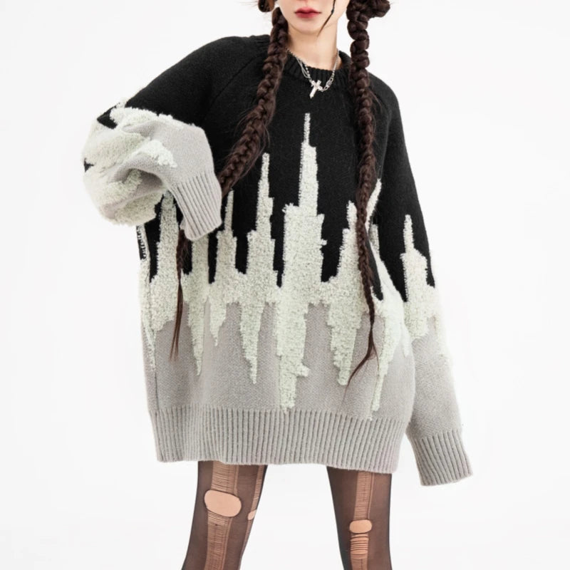 fashion pattern knitted sweater mens casual drop shoulder pollover unisex harajuku y2k streetwear loose knit sweaters jumpers - gothic aesthetic hoodie for winter, anime inspired graphic hoodie, bold artwork streetwear hoodie