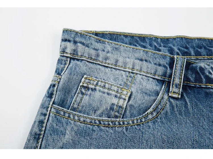 fashion ripped destroied jeans trousers distressed biker jeans with stars high street slim pants joggers denim jeans for men unique joggers style 3263