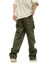 mens loose streetwear cargo straight pants high street casual bottom zipper multi pocket trousers hip hop safari style joggers sporty tapered joggers