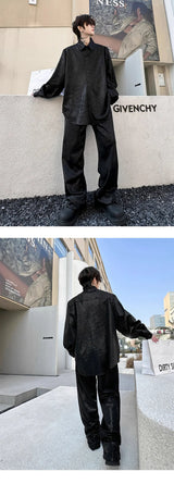 mens sequin 2 piece sets loose casual long sleeve shirt pant stage fashion party show clothing dress shirts trousers costumes unique default style 2883