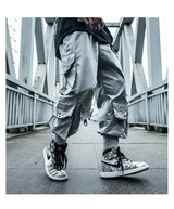 hip hop loose fit elastic waist cargo pants fashion side pocket ankle pants mens new casual drewstring sportwear pants joggers unique joggers style 3763