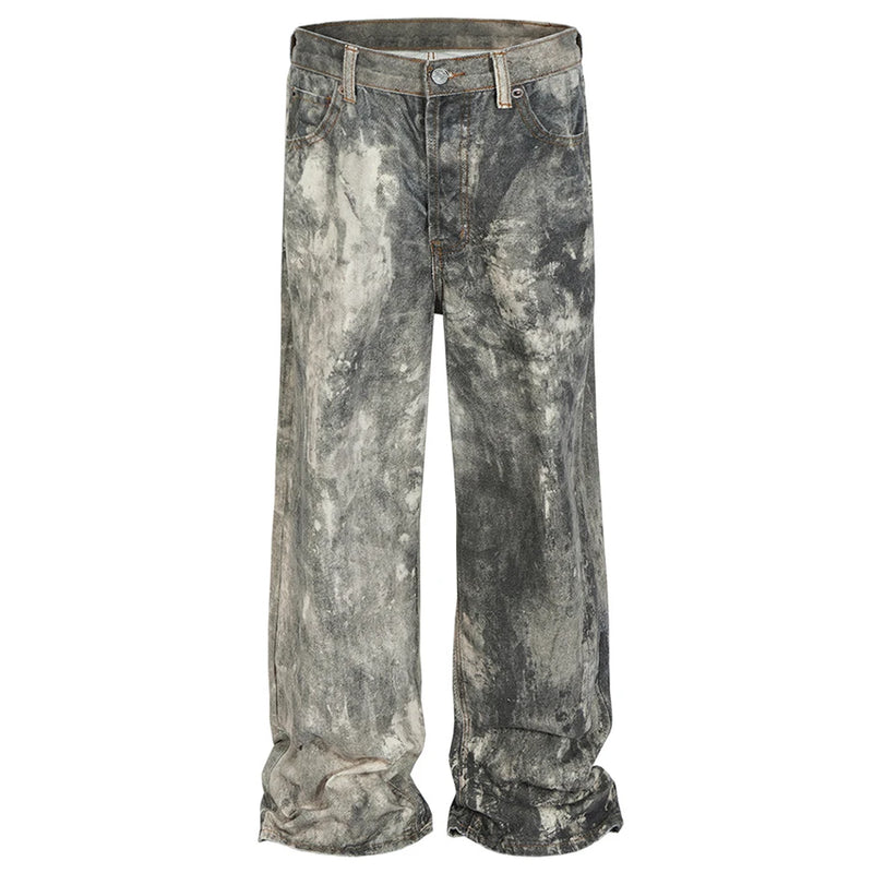 dirty tie dye baggy jeans mens streetwear hip hop loose denim pants y2k vintage jeans trousers luxury designer jeans unique jeans style 2205