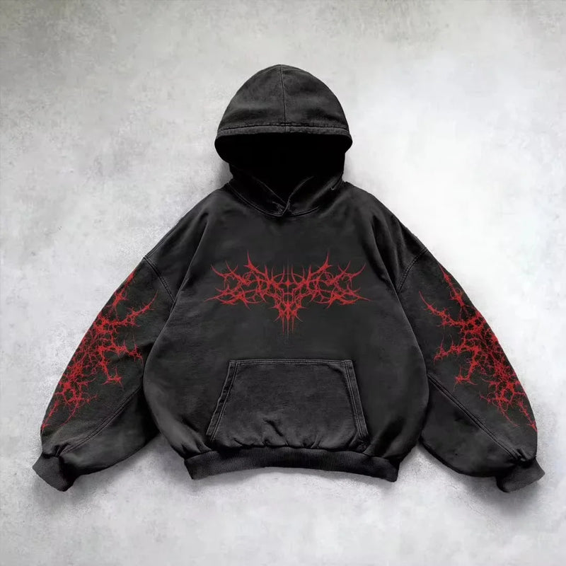 Street Y2K New Fashion Trend Stitching Patch Pullover Hoodie Women Har