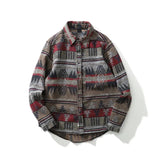 Dark Icon Geometric Stripe Shirts Men Women Long Sleeve Harajuku Woolen Shirts Men Clothing