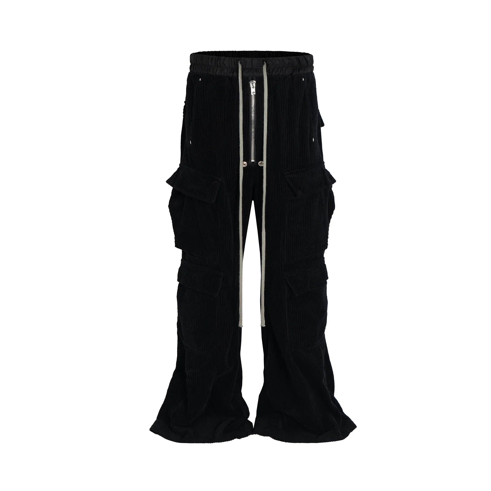 ro style wide leg corduroy pocket baggy cargo pants for men and women drawstring streetwear ropa hombre straight trousers military streetwear pants