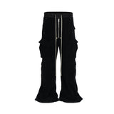 ro style wide leg corduroy pocket baggy cargo pants for men and women drawstring streetwear ropa hombre straight trousers military streetwear pants