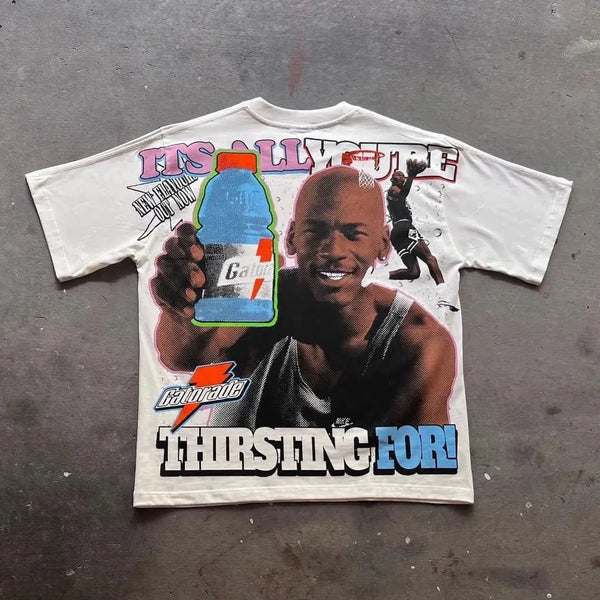 oversized sadcore t-shirt with manga flames and neon glitchcore