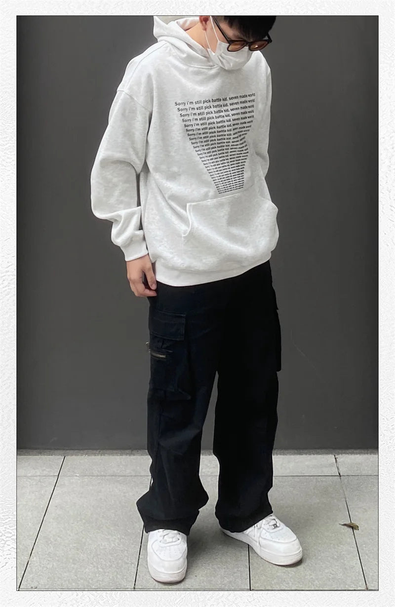 2024 Korean Fashion Pullover – Autumn Mens Y2K Letter Printed Goth Hoodies New American Streetwear Hooded Sweatshirts Hip Hop Fashion Pullover Retro Hoody | Zip Knit Drop #142