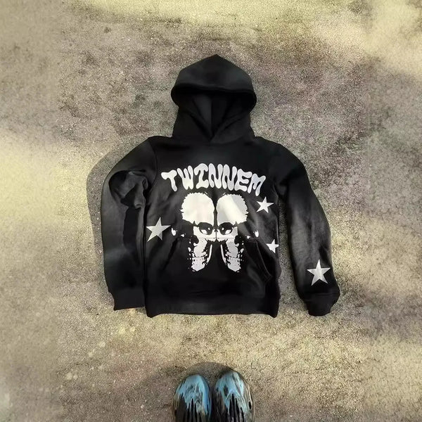 Y2k Long Sleeved Pullover Hoodie Sweatshirt Jacket Personalized Printed Pattern Streetwear School Outfit Hip-Hop Punk Winter New