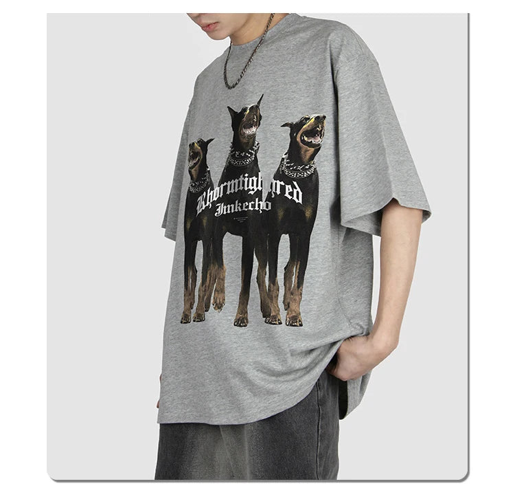 Sadcore Oversized shirt – Harajuku T Shirt Mens 2023 Summer Dog Letter Printed Vintage