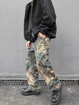 european and american tree grain camouflage jeans mens slim fitting splashing ink trendy hip hop tapered denim pants camou jeans unique jeans style 1420