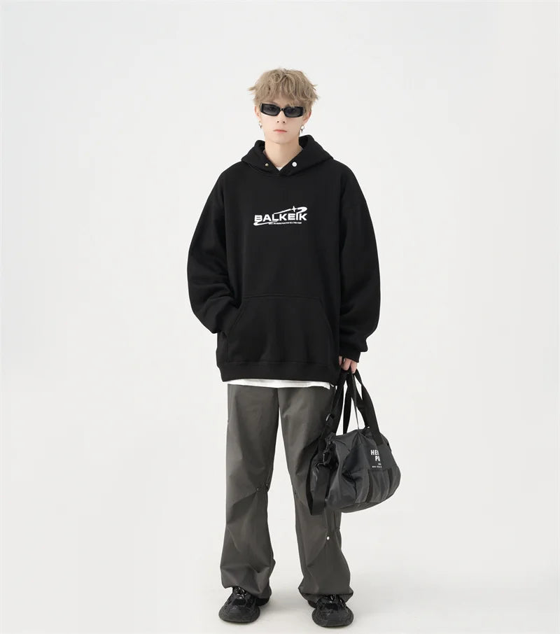Casual Cotton Street Sweater – Winter Letter Embroidered Baggy Hoodies For Men Y2K Vintage Streetwear Hooded Sweatshirt Hip Hop Fashion Fleece Pullover Hoody | Zip Knit Drop #204