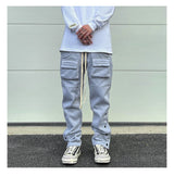 mens high street loose fit elastic waist pants winter warm fleece pants bottons hip hop drawstring sportwear sweatpants joggers unique joggers style 3044