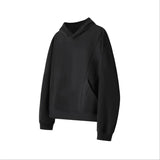 Urban cyber hoodie with dark glitch effect and typography